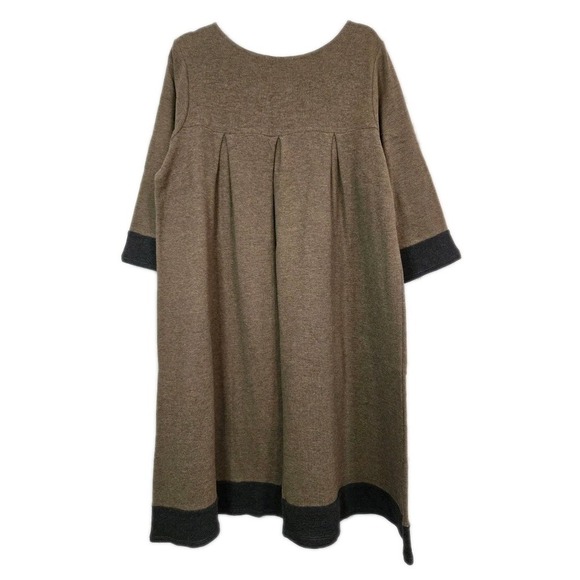 Chalet et Ceci Cotton Lagenlook‎ Dress Brown Black SZ XL 100% Cotton Made in USA - Picture 2 of 7